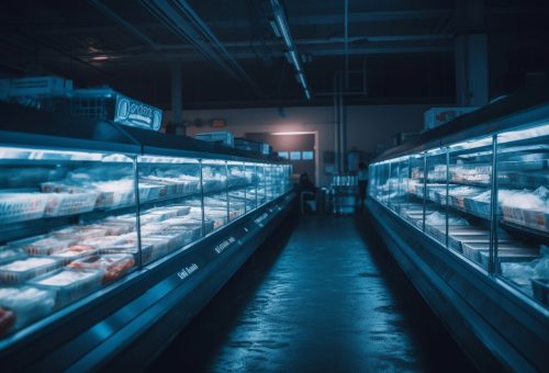 Fresh groceries inside modern supermarket, no people generated by AI Fresh groceries inside modern supermarket, no people generated by artificial intelligence